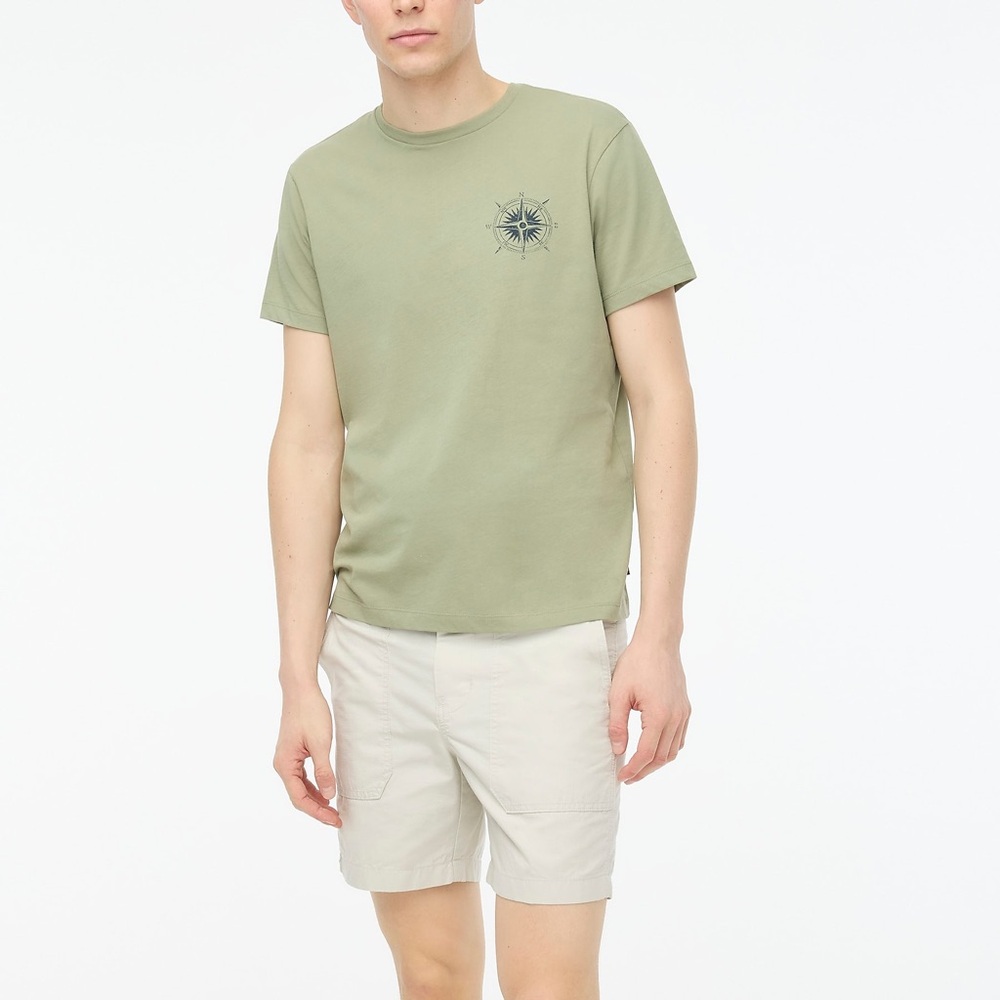 NWT J. Crew Compass graphic tee Green graphic crewneck tee Sz M - small hole